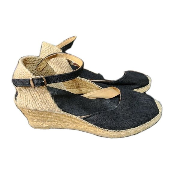 Toni Pons Women's Caldes Espadrille Linen Spain Black Wedge Sandal Size 8 - Picture 3 of 10